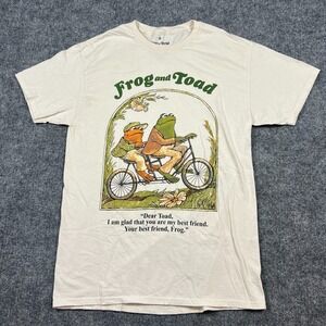 Frog And Toad Bike T Shirt Unisex Medium Beige Books Graphic Print Logo Cotton